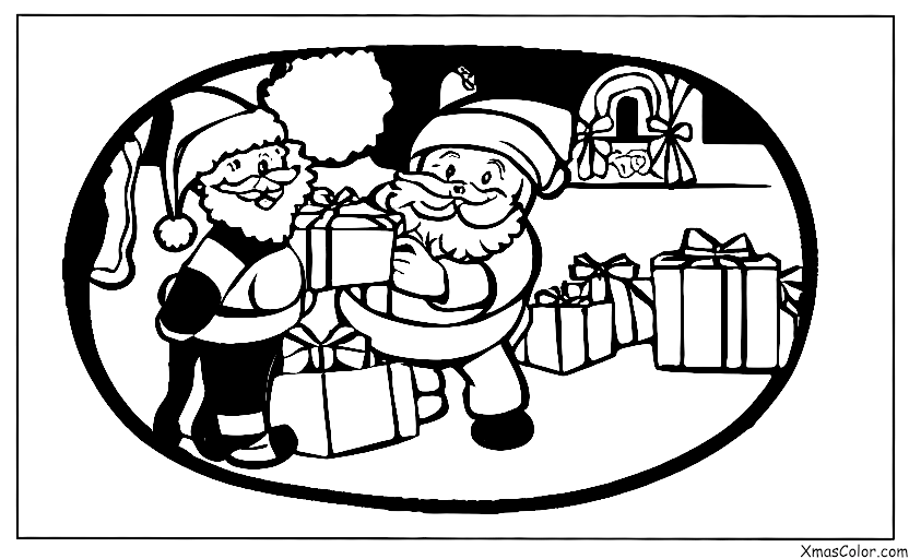 Christmas / O Come, All Ye Faithful: Santa Claus delivering presents