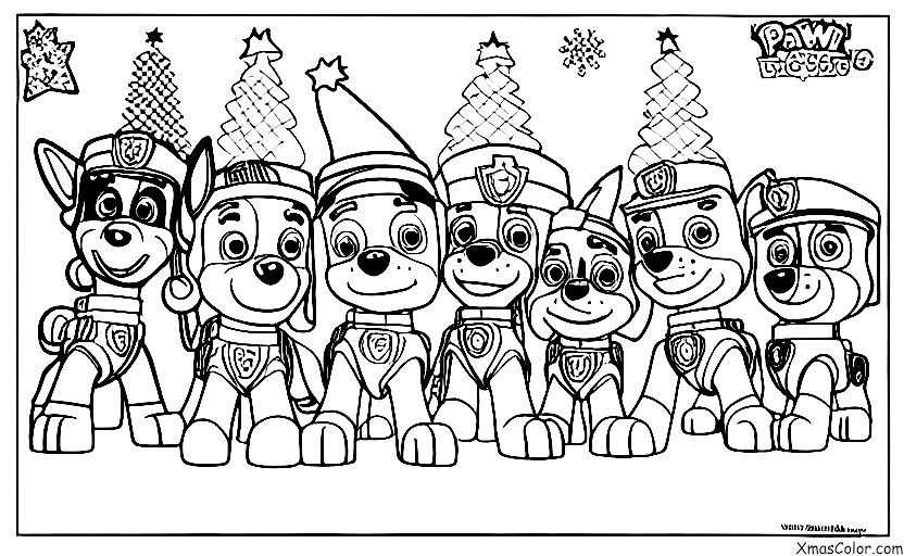 Christmas / PAW Patrol Christmas: The Paw Patrol pups all dressed up in their Christmas best