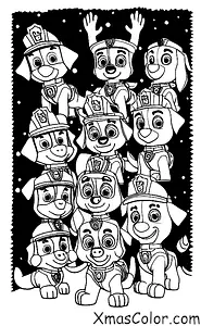 Christmas / PAW Patrol Christmas: The PAW Patrol pups all together celebrating Christmas