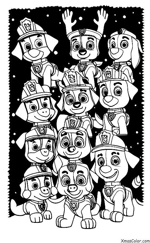Christmas / PAW Patrol Christmas: The PAW Patrol pups all together celebrating Christmas