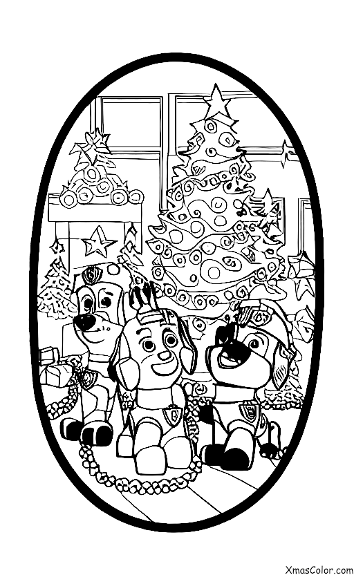 Christmas / PAW Patrol Christmas: The PAW Patrol pups decorating the Christmas tree