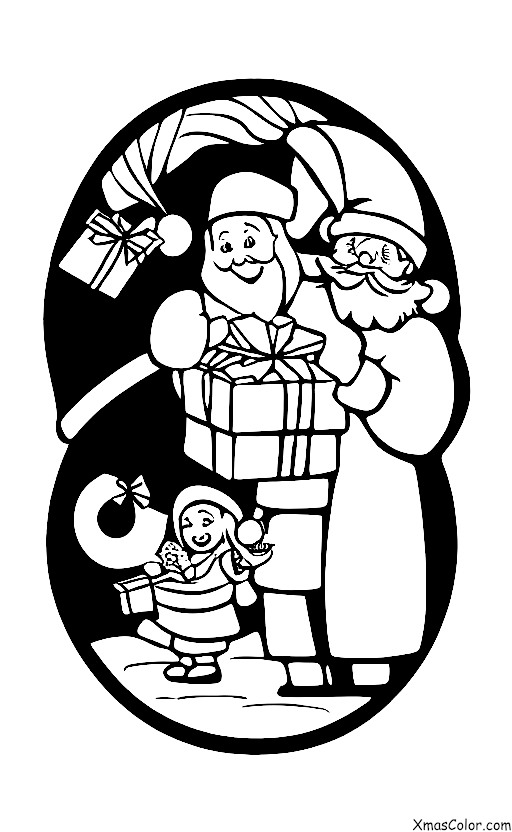 Christmas / Peace: Santa Claus giving a gift