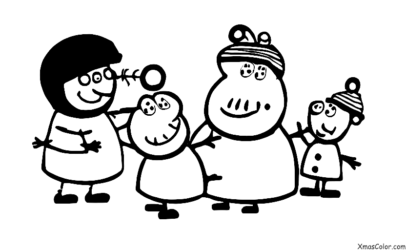 Christmas / Peppa Pig Christmas: Peppa Pig having a snowball fight with her family