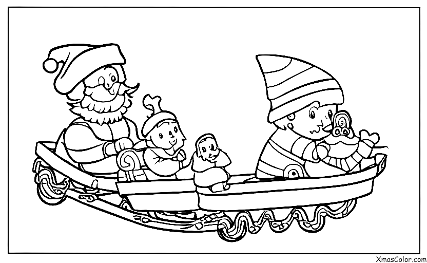 Christmas / Reindeer: Santa and the reindeers sledding