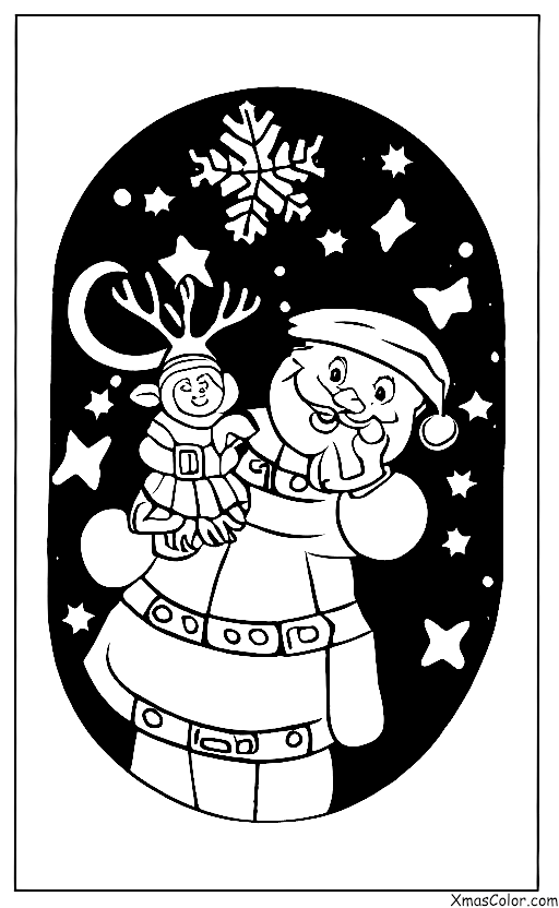 Christmas / Santa Claus: Santa and his reindeer flying in the sky