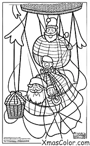 Christmas / Santa Claus: Santa in a hot air balloon