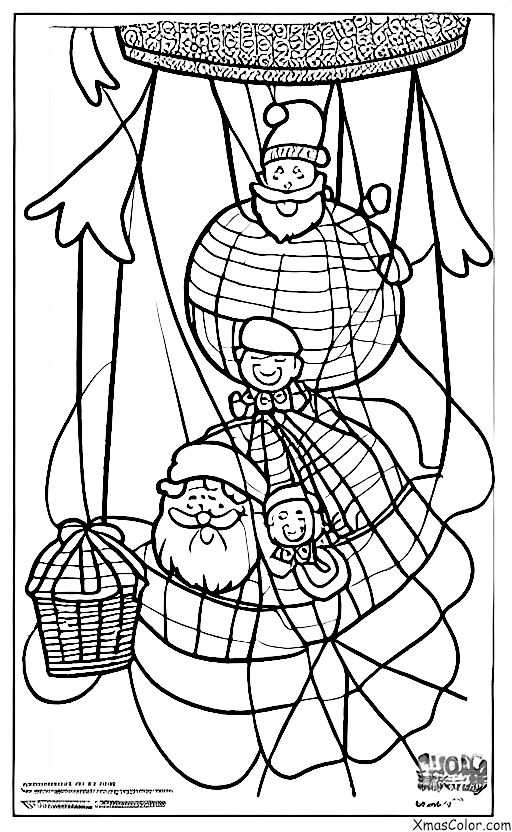 Christmas / Santa Claus: Santa in a hot air balloon