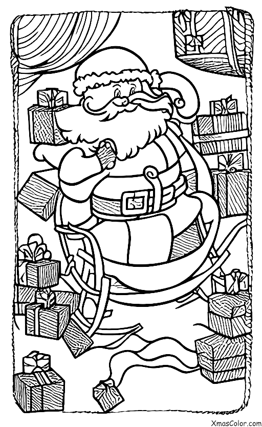 Christmas / Santa Claus: Santa in his sleigh