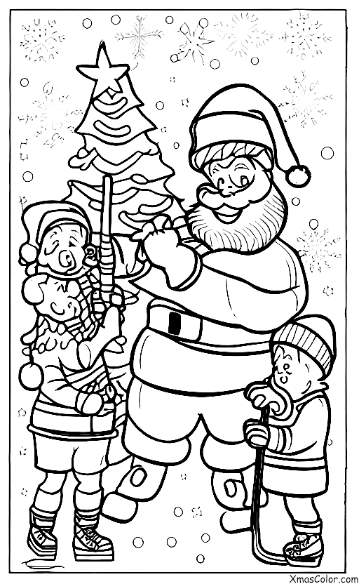 Christmas / Santa Claus: Santa playing hockey