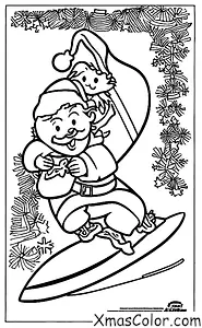 Christmas / Santa Claus: Santa surfing