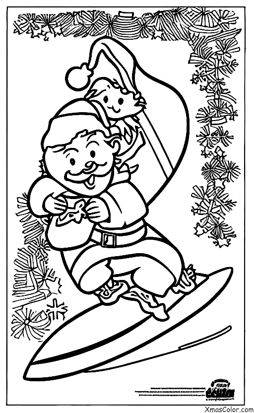 Christmas / Santa Claus: Santa surfing