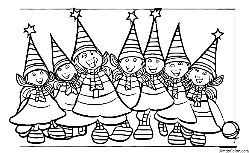 Christmas / Santa's elves: Santa's elves flying on their elf hats