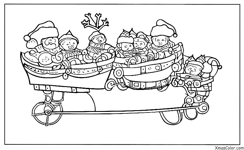 Christmas / Santa's sleigh: Santa and his reindeers getting ready to fly
