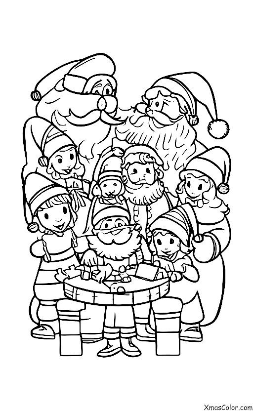 Christmas / Santa's Workshop: Santa in his workshop with his elves