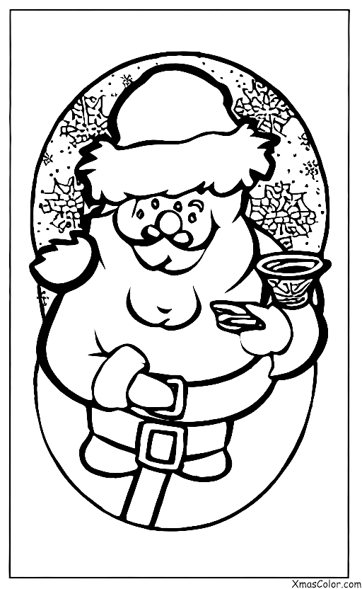 Christmas / Skiing: Santa eating cookies
