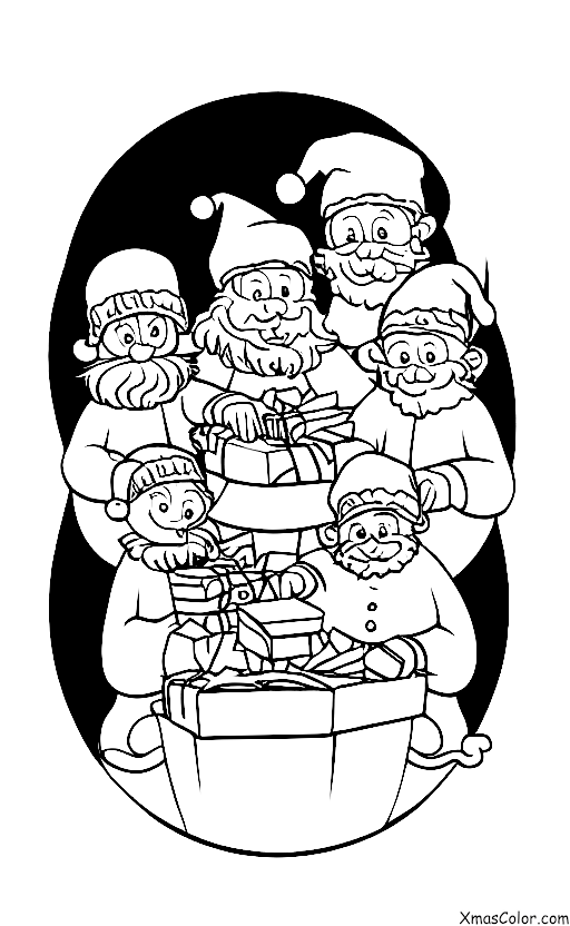Christmas / Sleigh Bells: Santa and his elves making toys in the workshop