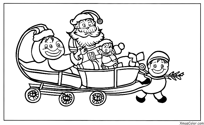 Christmas / Sleigh: Santa and his sleigh being pulled by reindeers