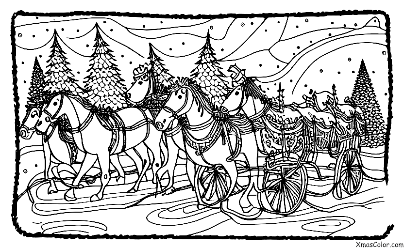 Christmas / Sleigh: Sleigh being pulled by horses