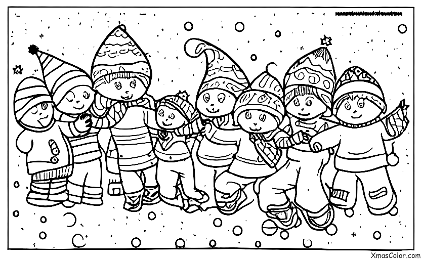 Christmas / Snow Ball Fights: A group of kids having a snowball fight