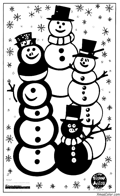 Christmas / Snow Man: A family of snowmen