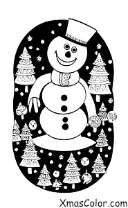 Christmas / Snow Man: A snowman in the middle of a forest