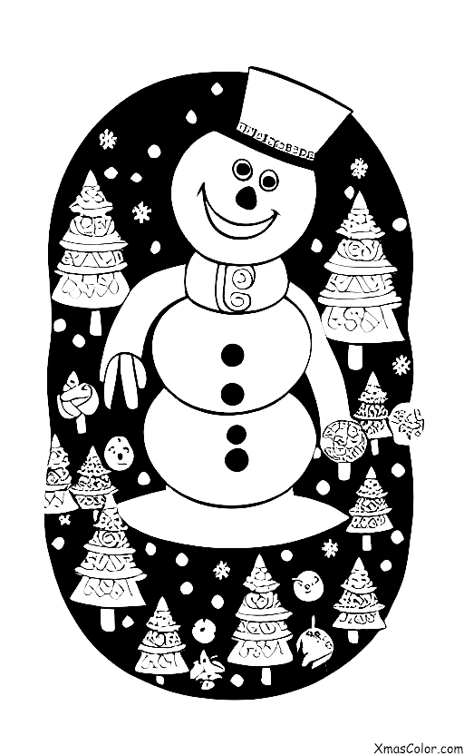 Christmas / Snow Man: A snowman in the middle of a forest