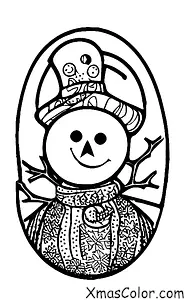 Christmas / Snow Man: A snowman with a bird on his head