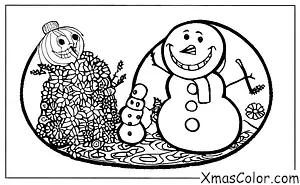 Christmas / Snow Man: The snowman is smelling the flowers