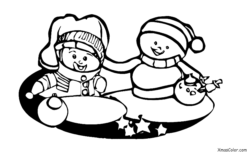 Christmas / Snow: A little girl making a snowman