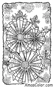 Christmas / Snowflakes: A snowflake falling on a Christmas scene