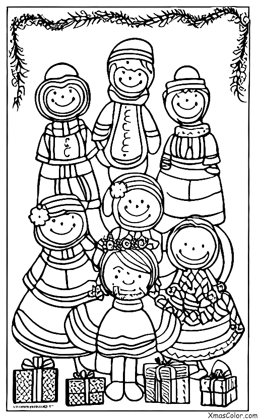 Christmas / St. Lucia's Day: A family dressed in white with a wreath of candles on their heads