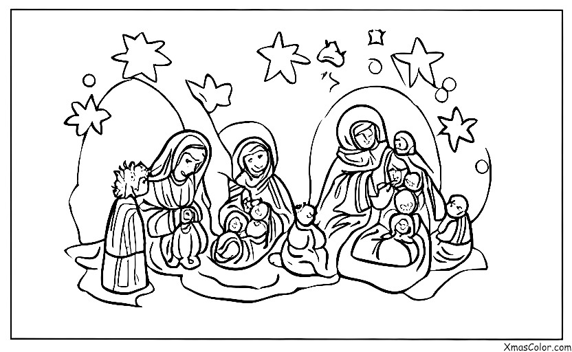 Christmas / St. Nicholas Day: A Nativity scene with the baby Jesus, Mary, and Joseph