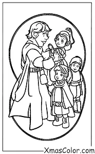 Christmas / Star Wars Christmas: Luke Skywalker and Princess Leia decorating the Christmas tree