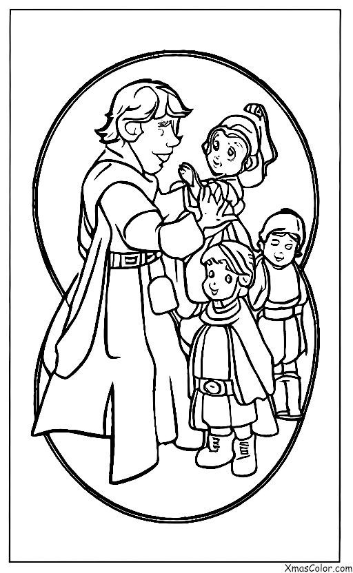 Christmas / Star Wars Christmas: Luke Skywalker and Princess Leia decorating the Christmas tree