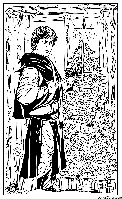 Christmas / Star Wars Christmas: Luke Skywalker trimming the Jedi TempleChristmas tree