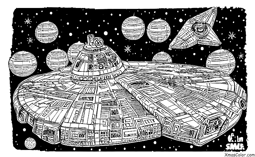 Christmas / Star Wars Christmas: Millennium Falcon in snow