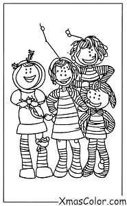 Christmas / Stringing Christmas lights: A group of friends is stringing Christmas lights together