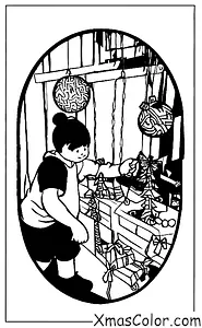 Christmas / Stringing Christmas lights: A kid is stringing Christmas lights