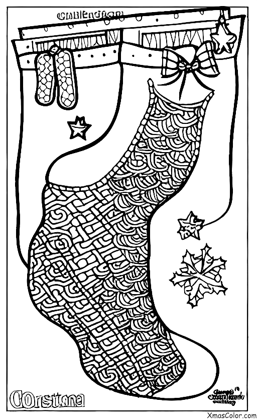 Christmas / Stuffed Christmas Stockings: A stocking filled with various Christmas decorations