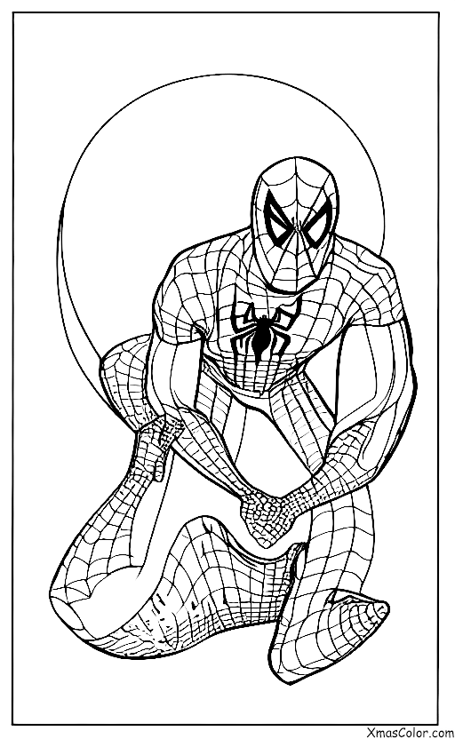 Christmas / Superhero Christmas: Spiderman webbing his way through the city