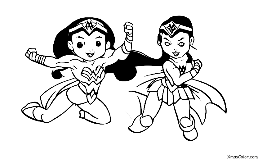 Christmas / Superhero Christmas: Wonder Woman fighting crime on Christmas Eve