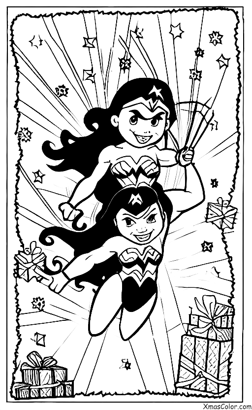 Christmas / Superhero Christmas: Wonder Woman flying