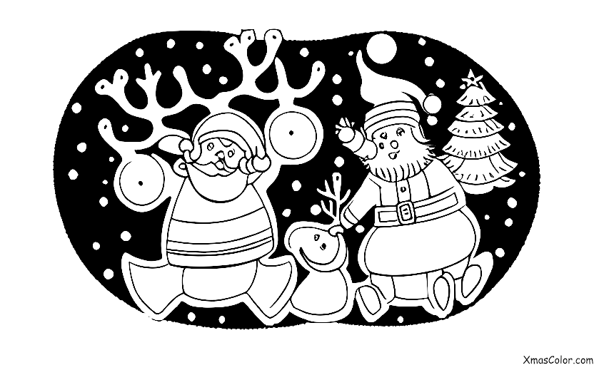 Christmas / The South Pole: Santa and his reindeer flying over the South Pole