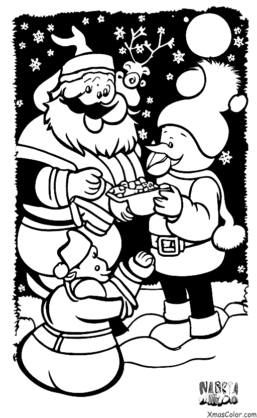 Christmas / The South Pole: Santa feeding his reindeer