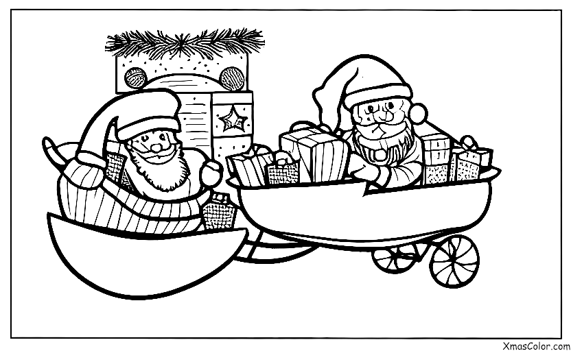 Christmas / The South Pole: Santa in his sleigh