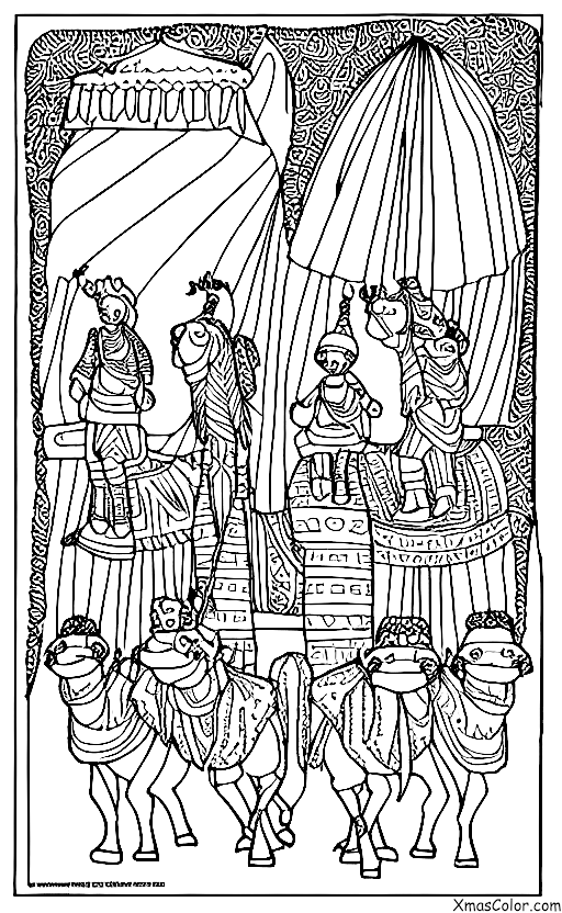 Christmas / The Three Kings: The three Kings riding on their camels back home