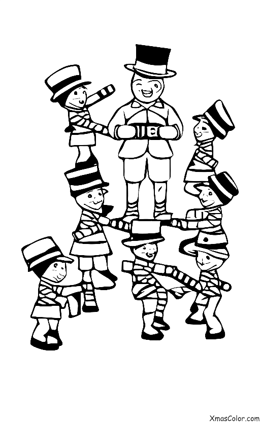 Christmas / Toy Soldiers: A toy soldier leads a group of young children in a game of hopscotch