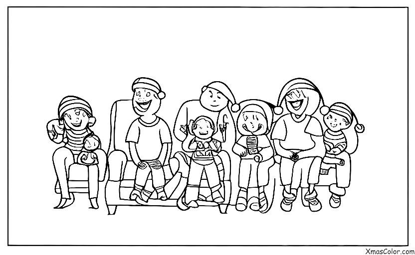 Christmas / Unusual Christmas: A family watching a Christmas movie