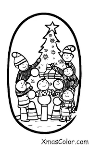 Christmas / Unusual Christmas: A group of friends decorating a Christmas tree