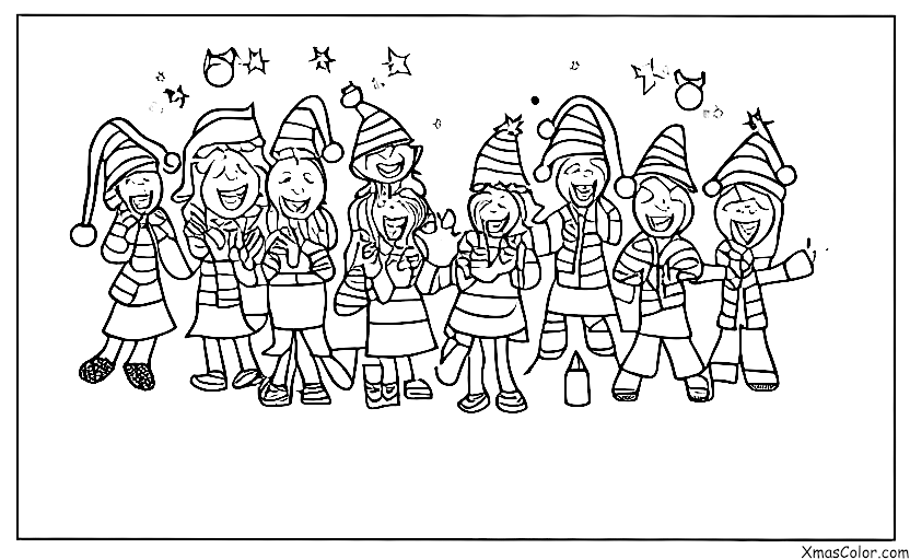 Christmas / Unusual Christmas: A group of friends singing Christmas carols